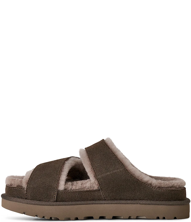 UGG Greenport Suede Cross Strap Platform Slide Sandals