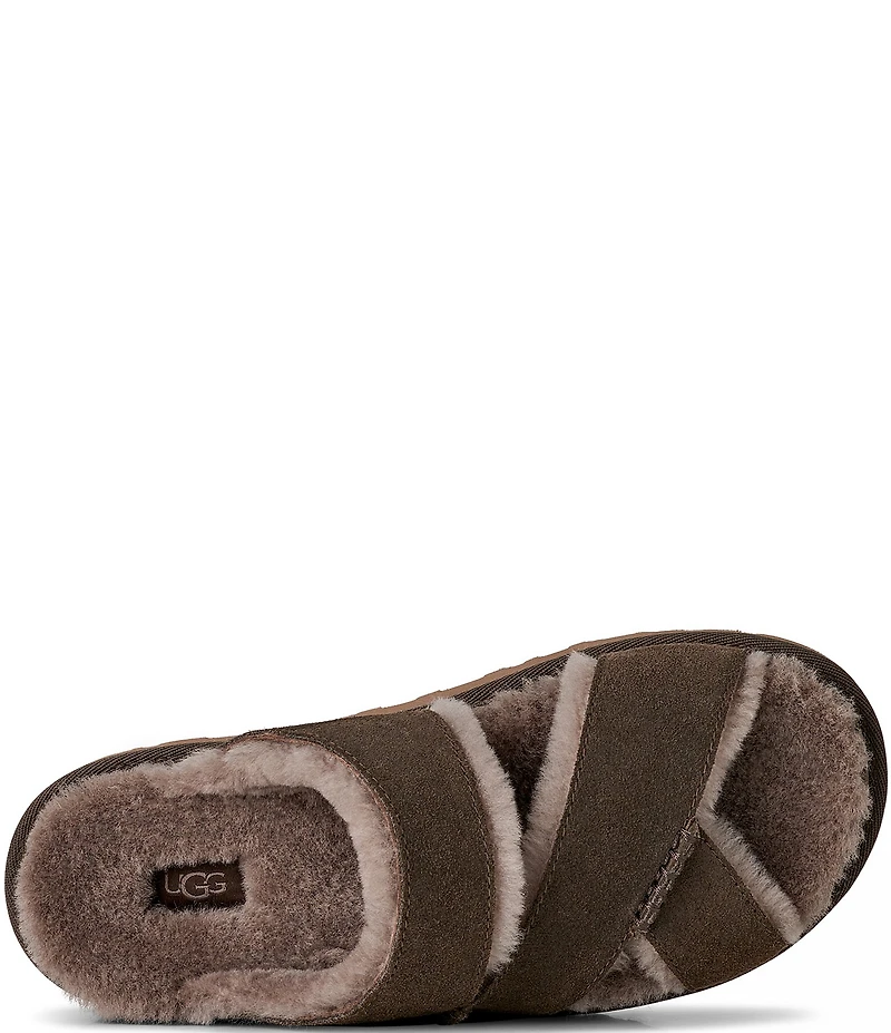 UGG Greenport Suede Cross Strap Platform Slide Sandals