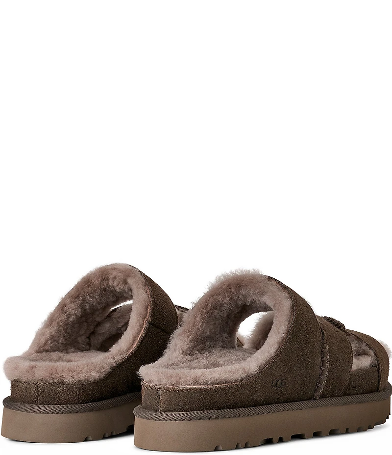 UGG Greenport Suede Cross Strap Platform Slide Sandals
