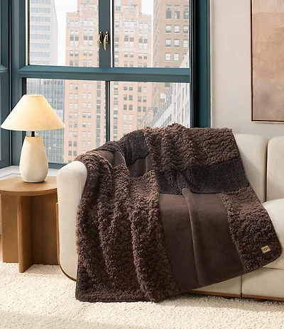 UGG Harlan Textured Patchwork Design Throw Blanket