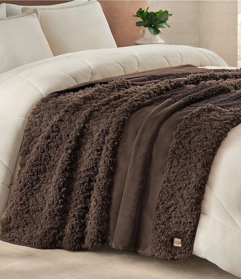 UGG Harlan Textured Patchwork Design Throw Blanket