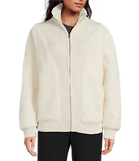 UGG Isannah Chateau Knit Fleece Long Sleeve Stand Collar Zip-Front Cardigan