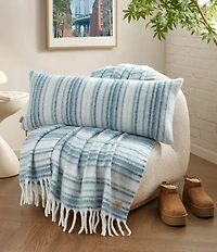 UGG Joana Joana Faux Mohair Striped Fringe Trim Throw Blanket