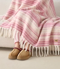 UGG Joana Joana Faux Mohair Striped Fringe Trim Throw Blanket