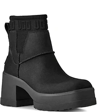 UGG Moxy Leather Platform Block Heel Chelsea Booties