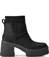 UGG Moxy Leather Platform Block Heel Chelsea Booties