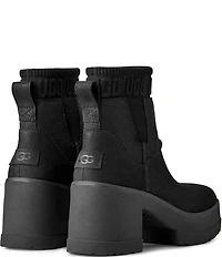 UGG Moxy Leather Platform Block Heel Chelsea Booties