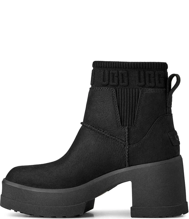 UGG Moxy Leather Platform Block Heel Chelsea Booties