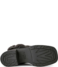 UGG Moxy Pull On Suede Sheepskin Collar Platform Block Heel Booties