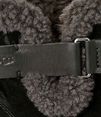 UGG Moxy Pull On Suede Sheepskin Collar Platform Block Heel Booties