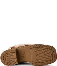 UGG Moxy Pull On Suede Sheepskin Collar Platform Block Heel Booties