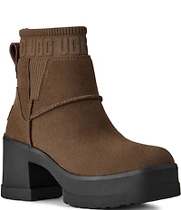 UGG Moxy Suede Platform Block Heel Chelsea Booties