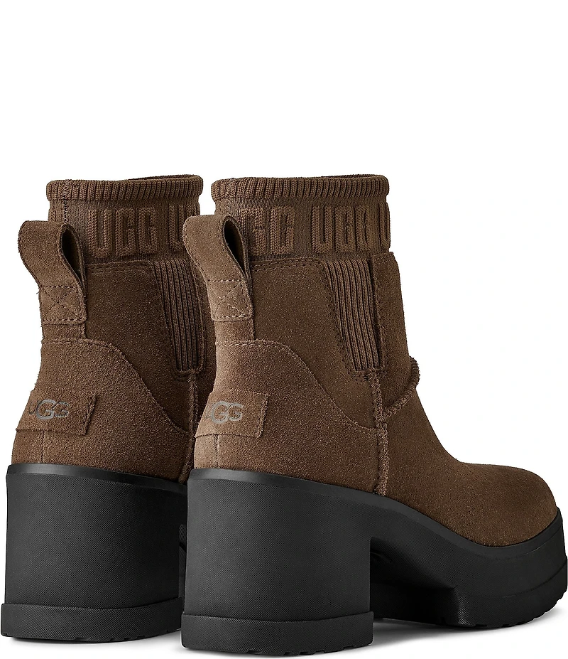 UGG Moxy Suede Platform Block Heel Chelsea Booties
