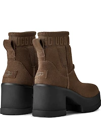 UGG Moxy Suede Platform Block Heel Chelsea Booties
