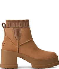 UGG Moxy Suede Platform Block Heel Chelsea Booties
