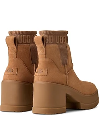 UGG Moxy Suede Platform Block Heel Chelsea Booties