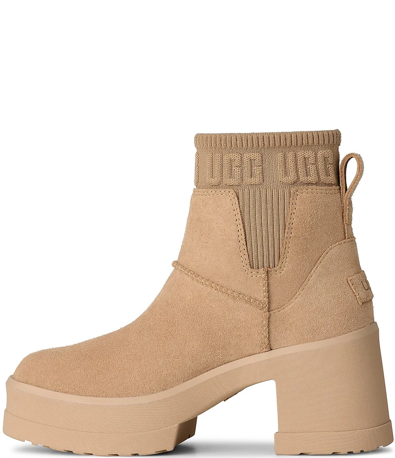 UGG Moxy Suede Platform Block Heel Chelsea Booties