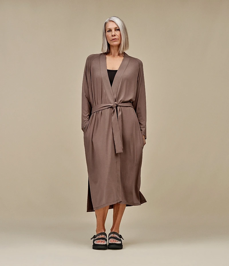 UGG Myra Lightweight Knit Bracelet Sleeve Shawl Collar Long Robe