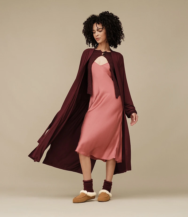 UGG Myra Lightweight Knit Bracelet Sleeve Shawl Collar Long Robe