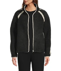 UGG Nikia Crochet UGGFluff Fleece Zip-Front Jacket