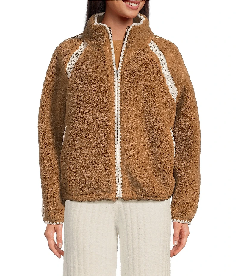 UGG Nikia Crochet UGGFluff Fleece Zip-Front Jacket