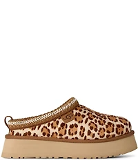 UGG Tazz Plains Leopard Cow Hair Platform Clog Slippers