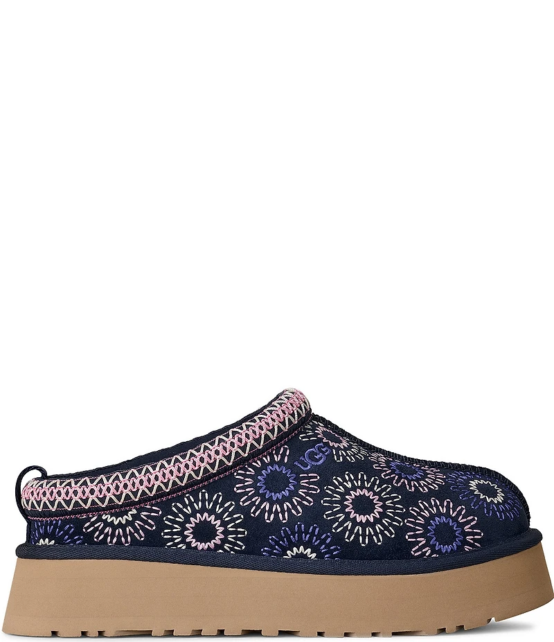 UGG® Tazz Sun Stitch Suede Logo Detail Platform Clog Slippers