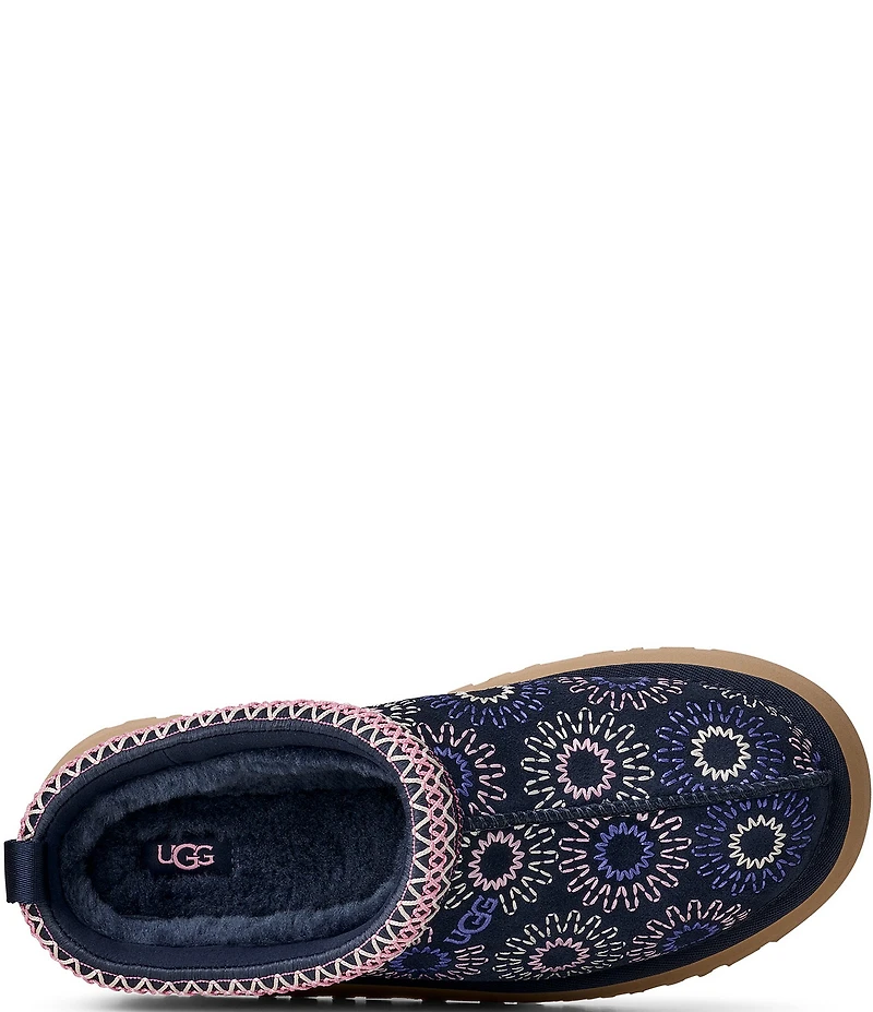 UGG® Tazz Sun Stitch Suede Logo Detail Platform Clog Slippers