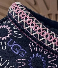 UGG® Tazz Sun Stitch Suede Logo Detail Platform Clog Slippers