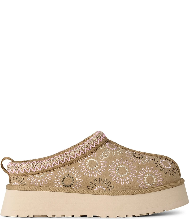 UGG® Tazz Sun Stitch Suede Logo Detail Platform Clog Slippers