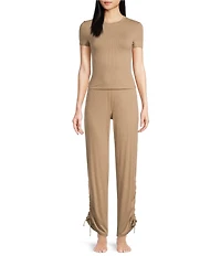UGG Vyanna Ribbed Knit High Rise Adjustable Coordinating Tie Lounge Pants