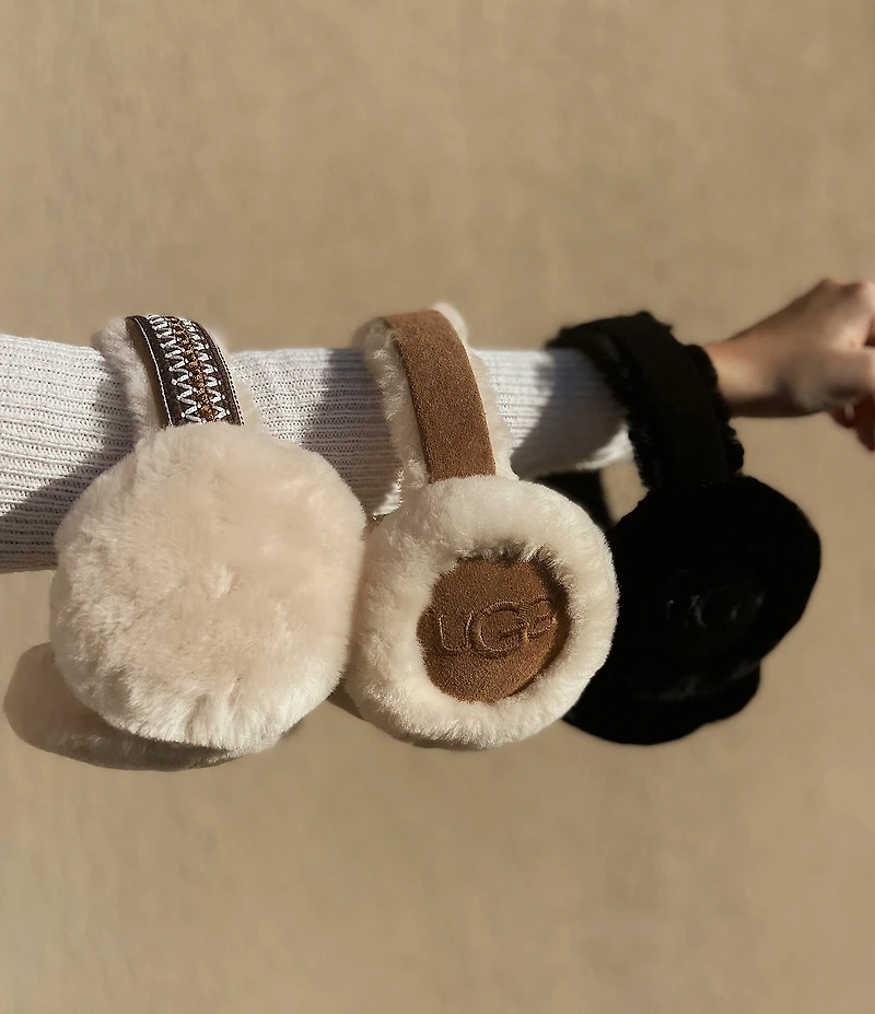UGG Women's Sheepskin Embroidered Logo Earmuffs
