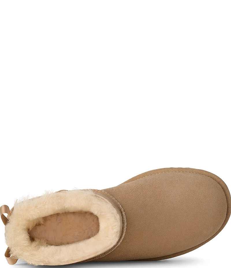 UGG Women's Ultra Mini Bailey Bow Suede Shearling Lined Booties