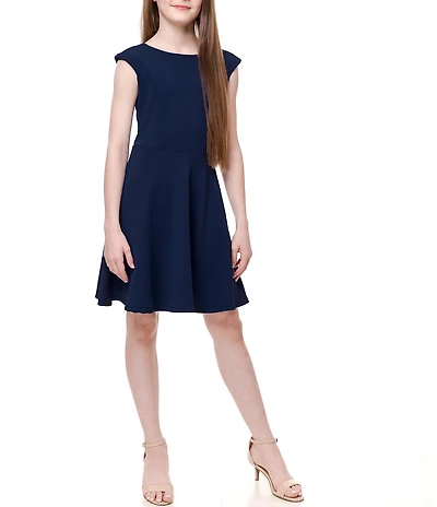 Un Deux Trois Big Girls Cap Sleeve Textured Trapeze Dress