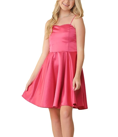 Un Deux Trois Big Girls Fit And Flare Satin Dress
