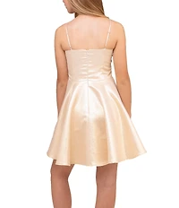 Un Deux Trois Big Girls Fit And Flare Satin Textured Dress