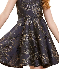 Un Deux Trois Big Girls Floral Satin Fit And Flare Dress