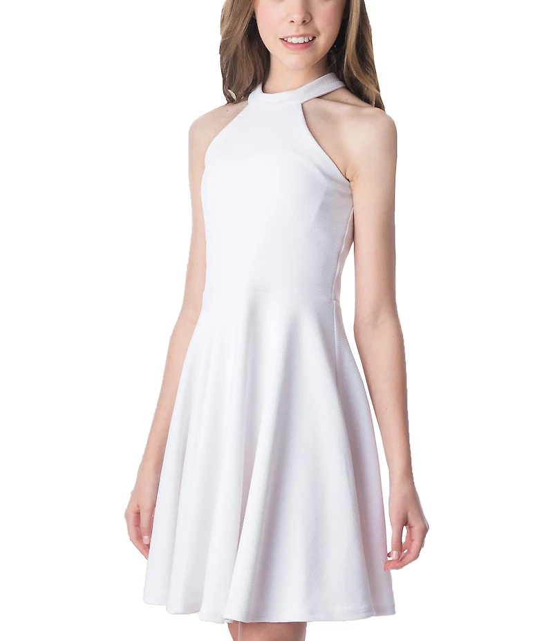 Un Deux Trois Big Girls Halter Fit-And-Flare Dress