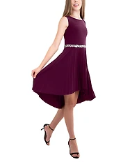 Un Deux Trois Big Girls Jewel Waist Pleated High Low Dress