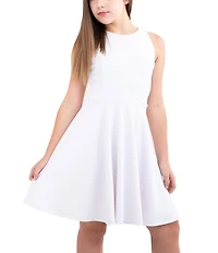 Un Deux Trois Little/Big Girls Racer-Back Textured Fit-And-Flare Dress