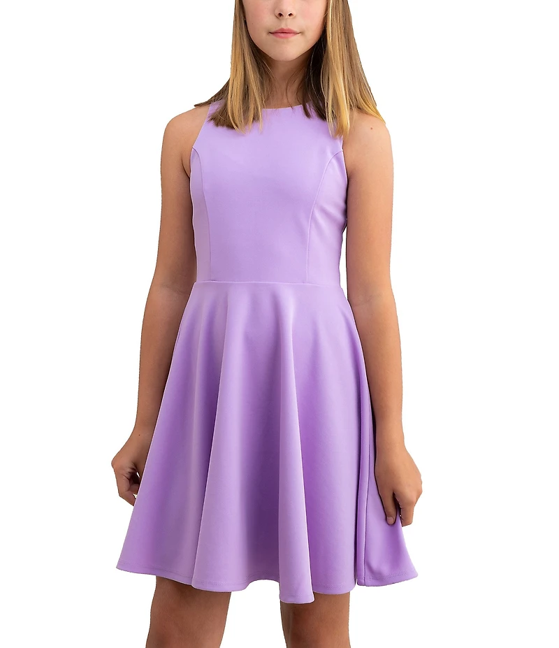 Un Deux Trois Little/Big Girls Racer-Back Textured Fit-And-Flare Dress
