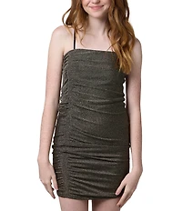 Un Deux Trois Big Girls Ruched Sleeveless Glitter Knit Dress