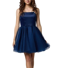 Un Deux Trois Big Girls Satin Tulle Sleeveless Fit-and-Flare Dress