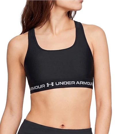 Under Armour Solid Double Layer HeatGear Scoop Neck Cross Back Sports Bra