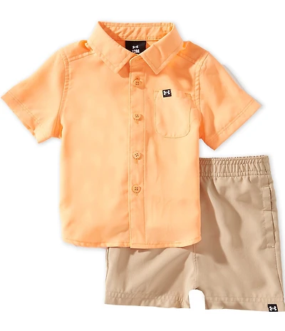 Under Armour Baby Boys Short Sleeve Drift Tide Woven Fishing Shirt & Shorts 2-Piece Set