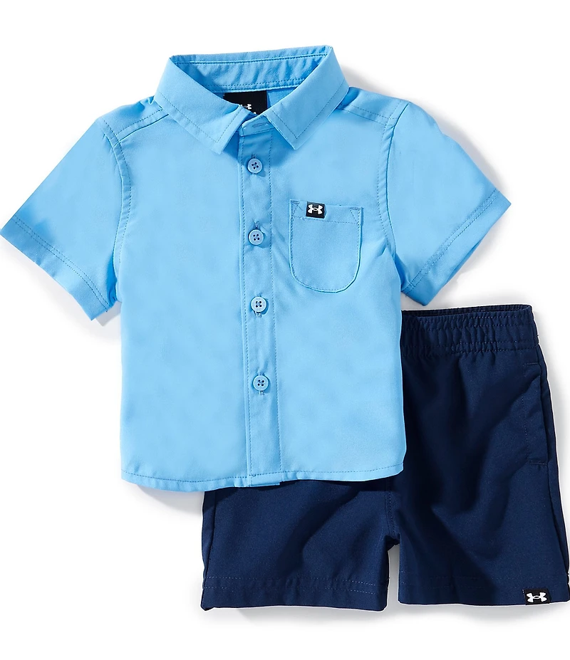 Under Armour Baby Boys Short Sleeve Drift Tide Woven Fishing Shirt & Shorts 2-Piece Set