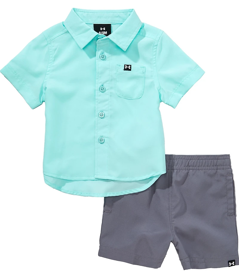 Under Armour Baby Boys Short Sleeve Drift Tide Woven Fishing Shirt & Shorts 2-Piece Set