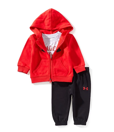 Under Armour Baby Boys Rival Long Sleeve Hooded Fleece Jacket, Matching Fleece Jogger Pants & Short-Sleeve Jersey T-Shirt Set
