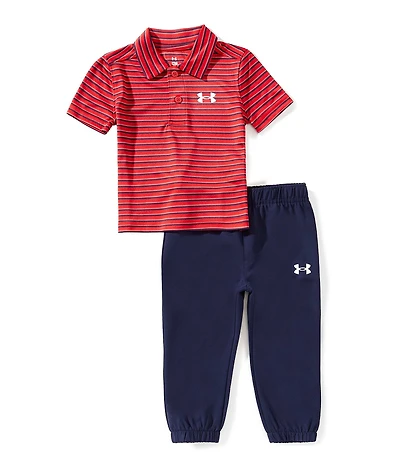 Under Armour Baby Boys Short Sleeve Striped Polo Shirt & Matching Jogger Set
