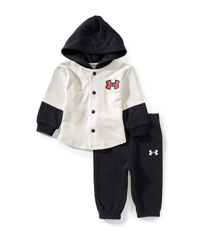 Under Armour Baby Boys Two-Fer Layered-Look Baseball Jersey Hooded T-Shirt & Solid Terrycloth Jogger Pants Set